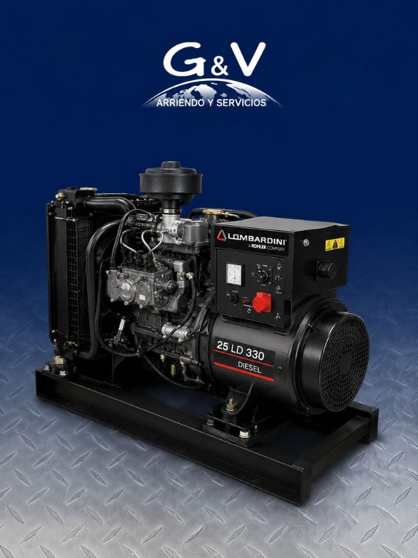 Generador diésel Lombardini 10 kVA para arriendo industrial